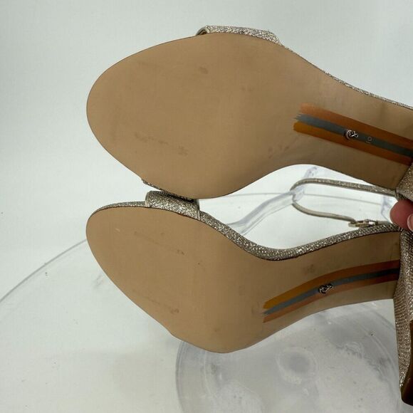 Sam Edelman Womens Yaro Sandals Ankle Strap Block Heel Gold Shimmer Size 10 Prom - Picture 14 of 16